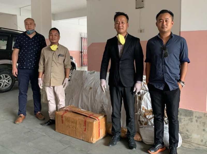 The Angami Christian Revival Youth Association donated 1 ICU bed, 7 PPE kits, 2 boxes of glove and 1 packet of face masks to the Kohima District Task Force on June 9. (DIPR Photo)